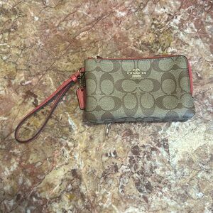Coach double zip wristlet